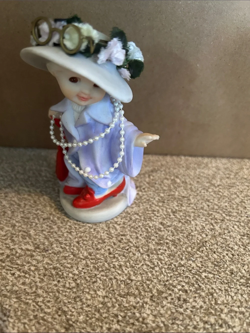 Lavender Kids Accessory Set with Pearl Necklace and Red Shoe Accent